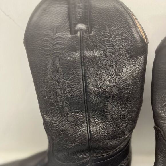 Boulet Elegant Black Embroidered Heeled Boots - Picture 3 of 9